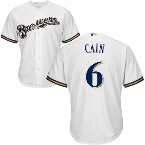 Brewers #6 Lorenzo Cain White Cool Base Stitched Youth MLB Jersey